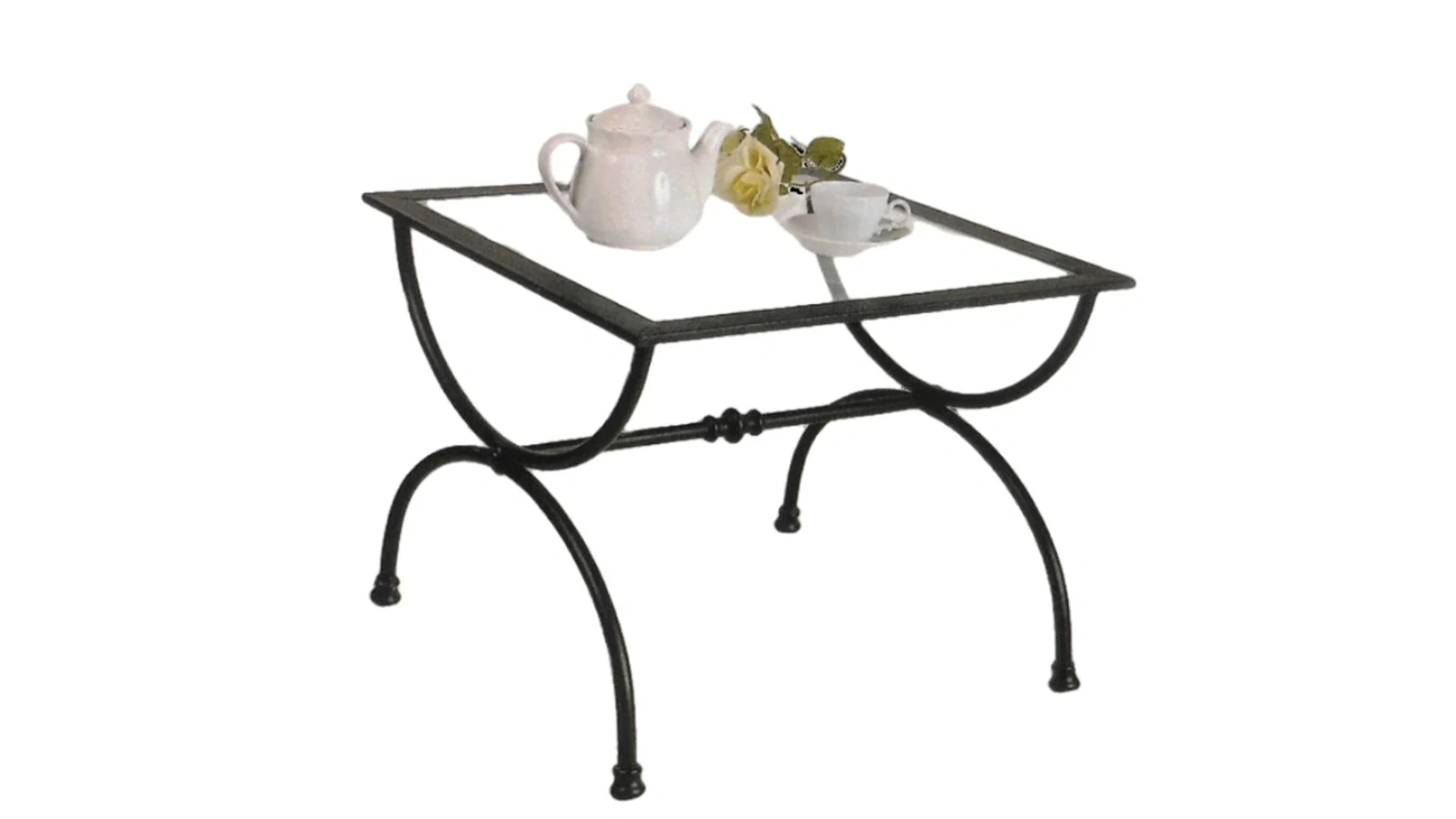 Tavolino Atene in ferro battuto con top in vetro di Florentiabed