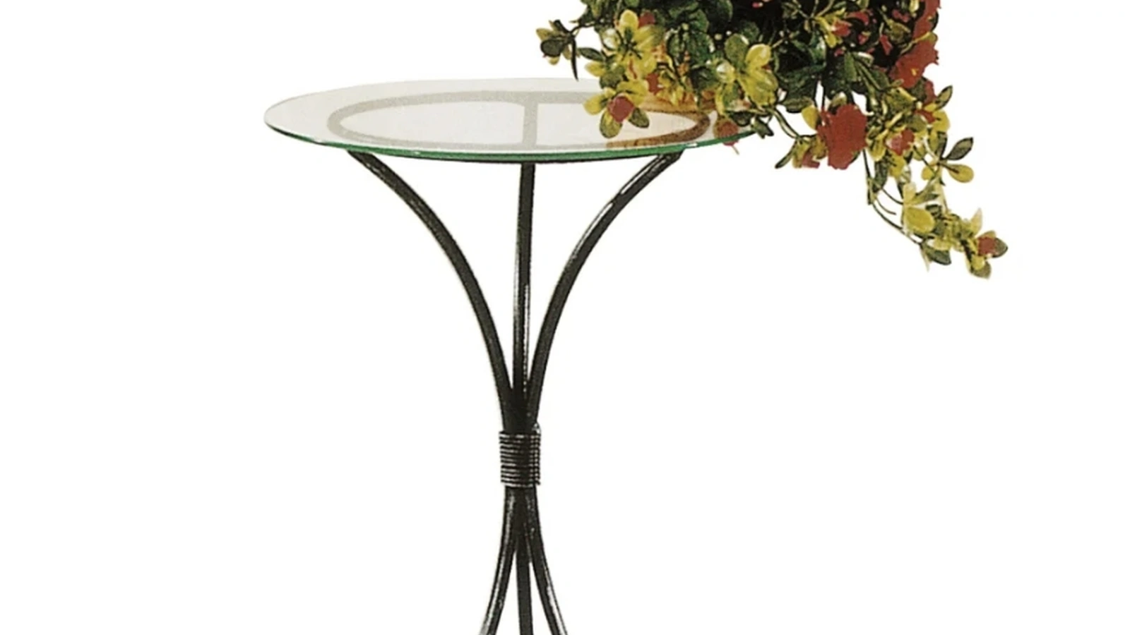 Tavolino Cigno in ferro battuto con top in vetro di Florentiabed