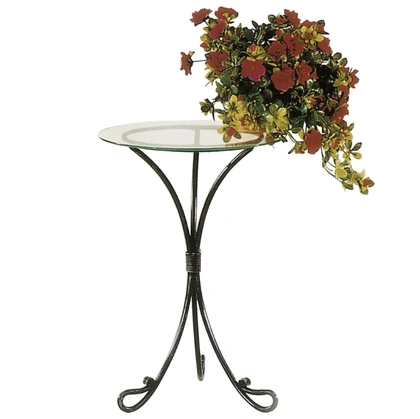 Tavolino Cigno in ferro battuto con top in vetro di Florentiabed