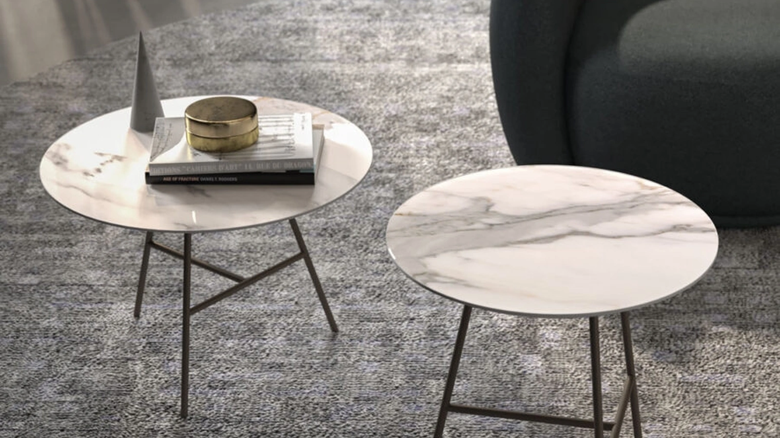 Tavolino Glicine in vetro serigrafato Calacatta Orme