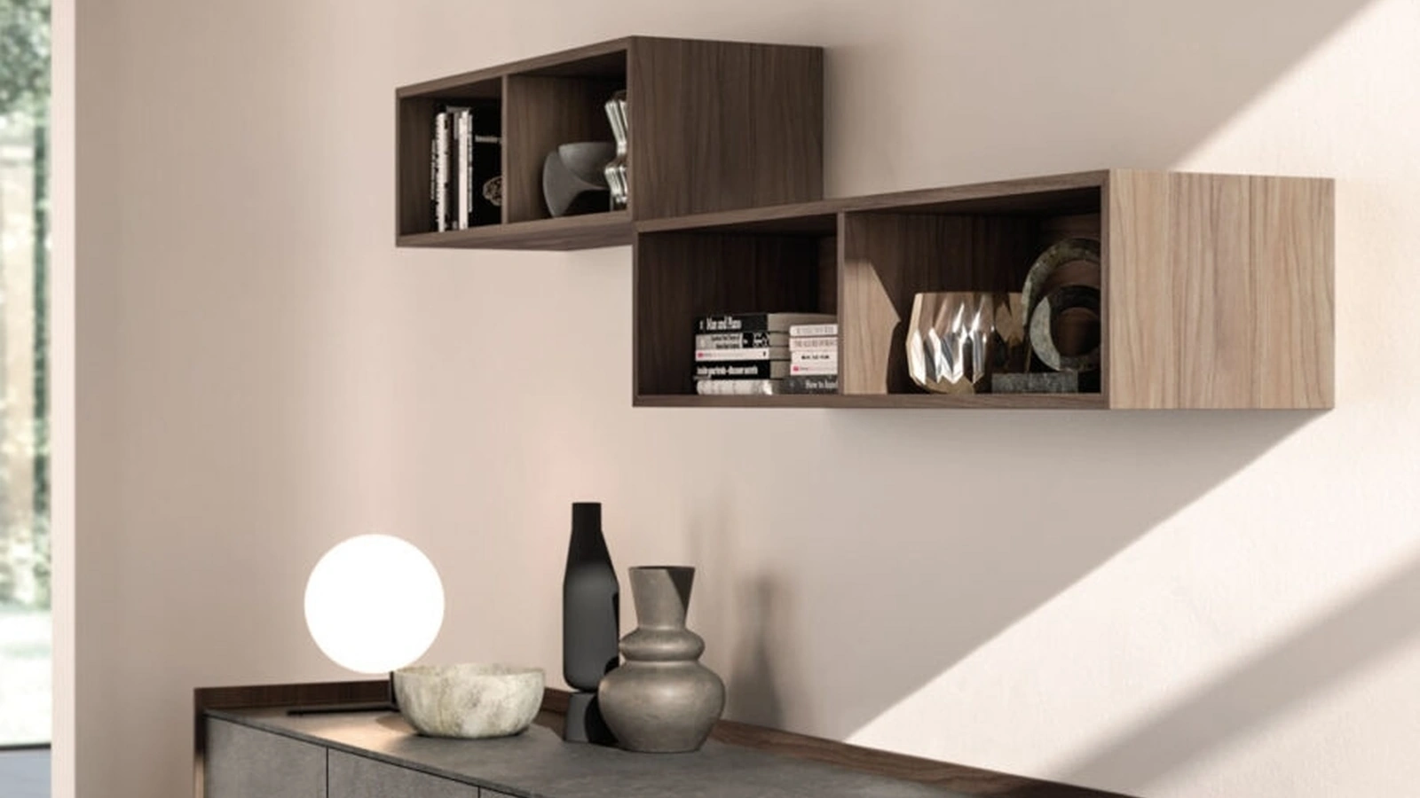 Mensole Cube in materico Noce di Orme