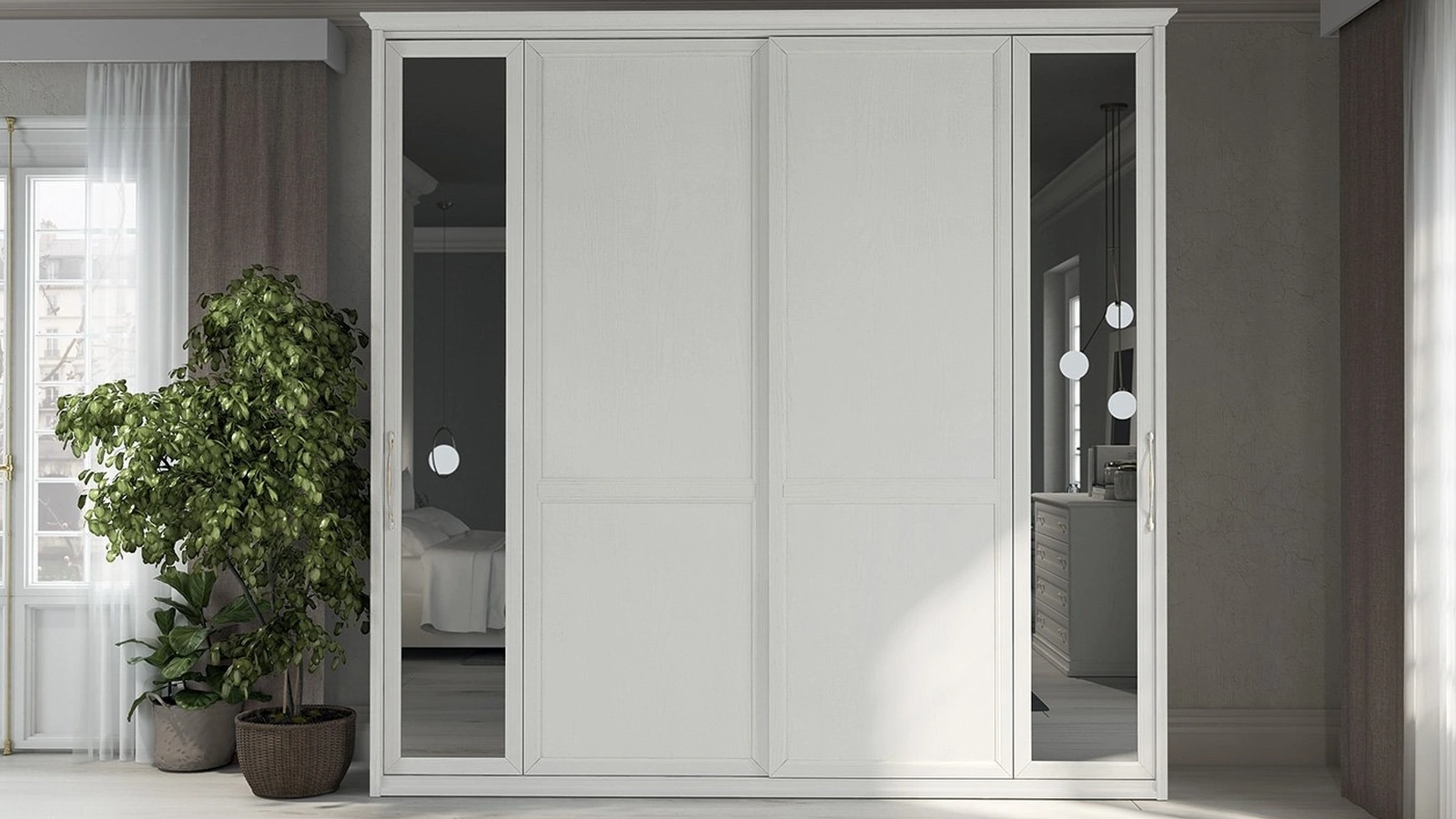 Armadio con ante scorrevoli Arcadia AM206 in melaminico e specchi di Colombini Casa