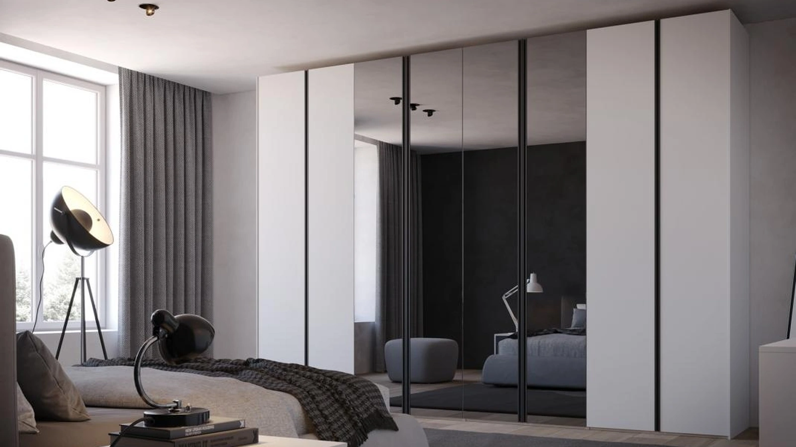 Armadio con ante battenti in vetro laccato e a specchio Murano di Giessegi