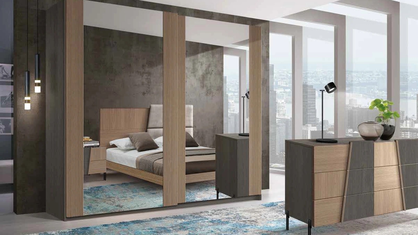 Armadio in frassino con specchi Icon 2|4 IC211 di Imba Srl