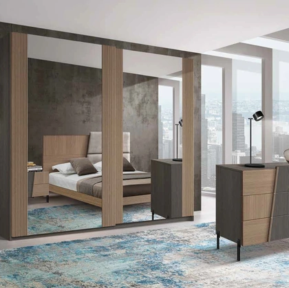 Armadio in frassino con specchi Icon 2|4 IC211 di Imba Srl