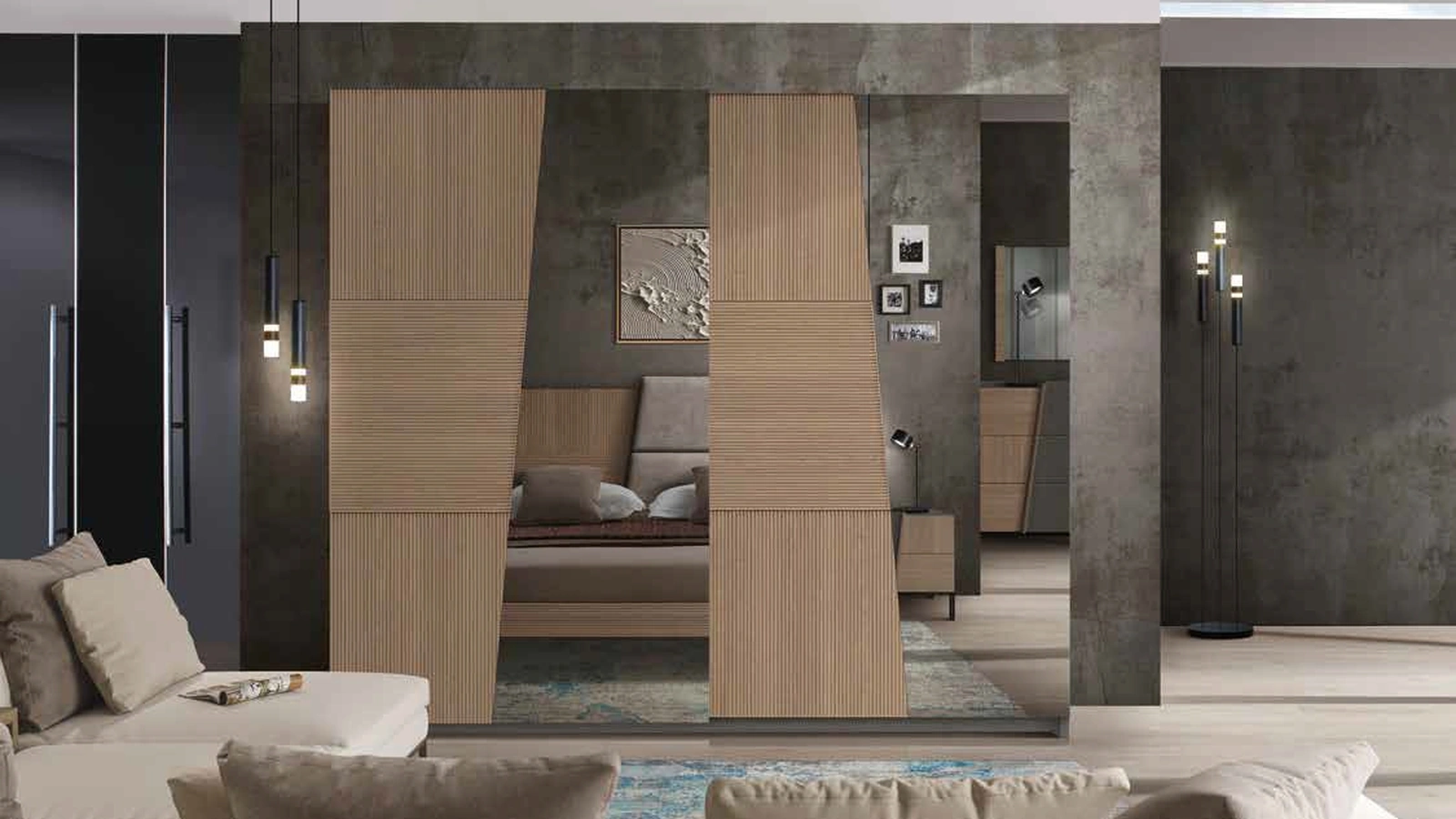 Armadio Icon 2|4 IC213 in frassino e specchi di Imba Srl