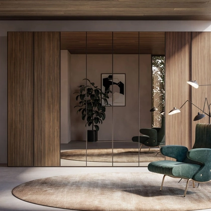 Armadio ad ante battenti Night 17 in materico Cotto e specchio Bronzatodi Orme