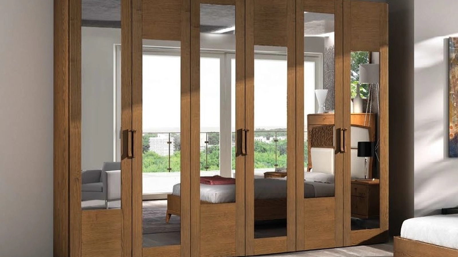 Armadio con ante battenti Trend Style TR2468 in legno con specchi di Imba Srl