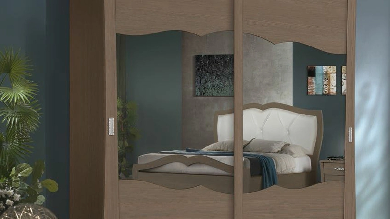 Armadio con ante scorrevoli Trend Style TR2557 in legno e specchi di Imba Srl