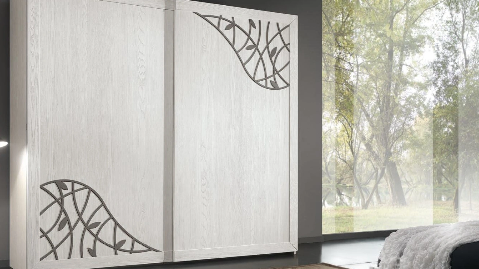 Armadio con ante scorrevoli Trend Style TR2618 in Frassino con traforo di Imba Srl