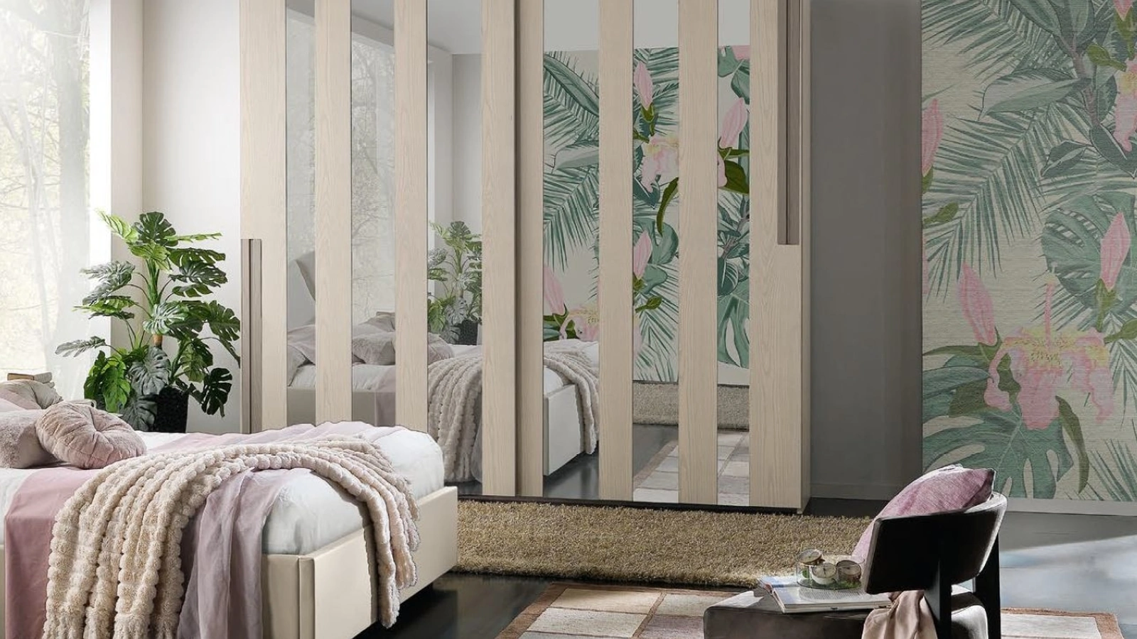 Armadio con ante scorrevoli Trend Style TR2620 in Frassino e Specchi di Imba Srl