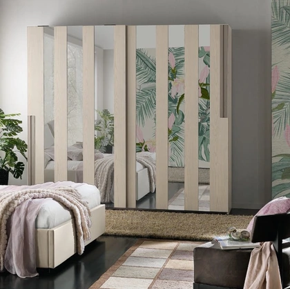 Armadio con ante scorrevoli Trend Style TR2620 in Frassino e Specchi di Imba Srl
