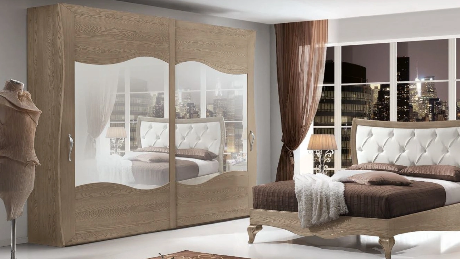 Armadio Trend Style TR2664 in Frassino con specchi centrali sagomati di Imba Srl