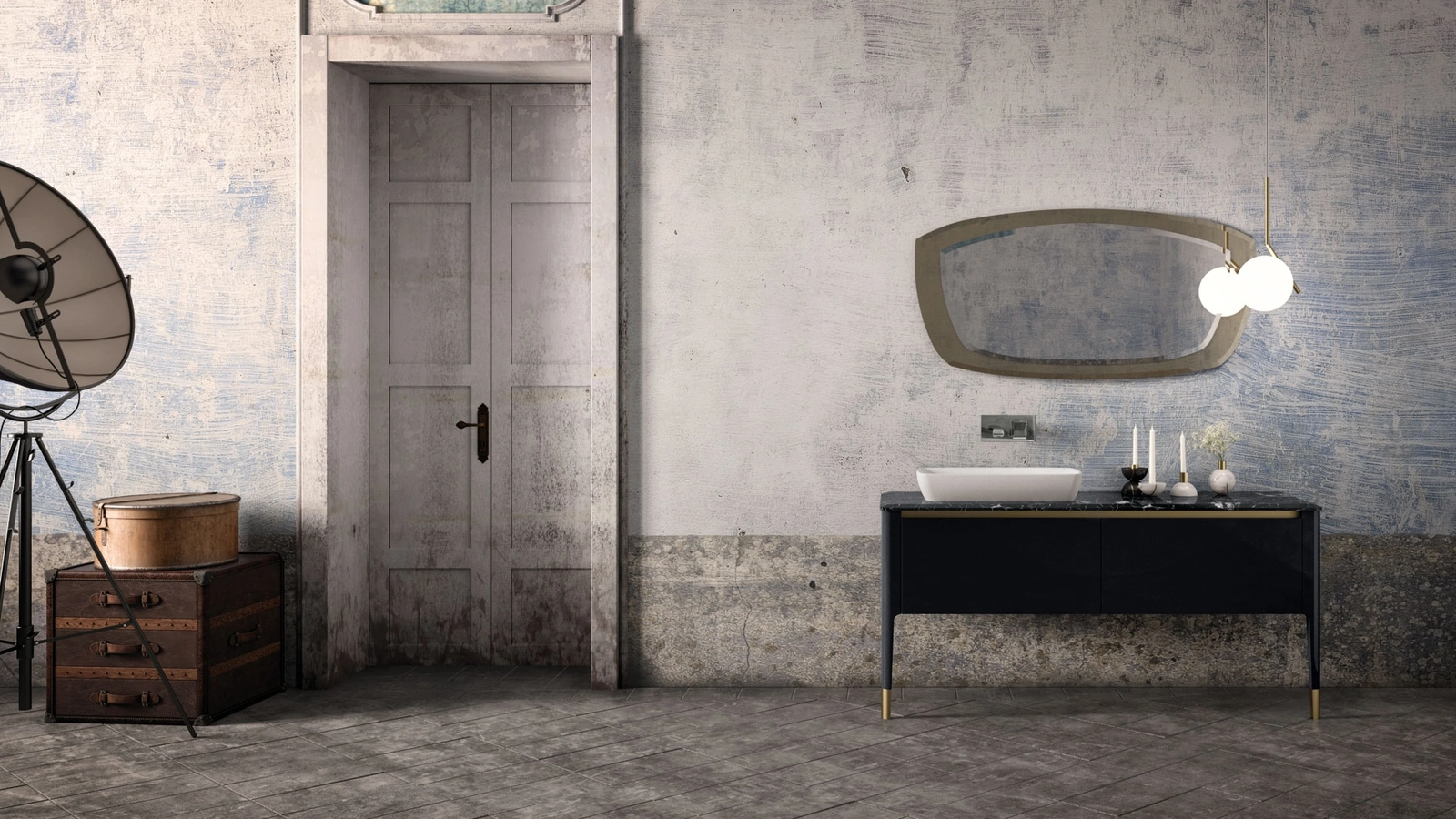 Mobile da Bagno a terra laccato lucido Art 08 di Puntotre