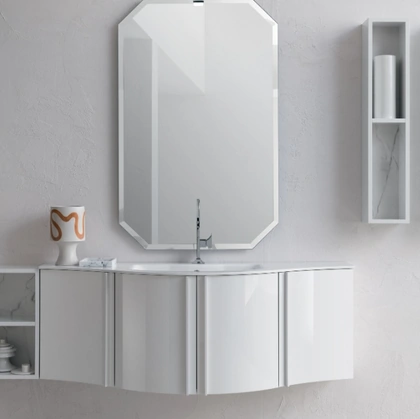 Mobile da Bagno sospeso in laccato bianco lucido B201 BD028 di Compab