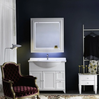 Mobile Bagno da appoggio in laccato bianco opaco e lavabo consolle in ceramica DIAMANTE DM13B di Compab