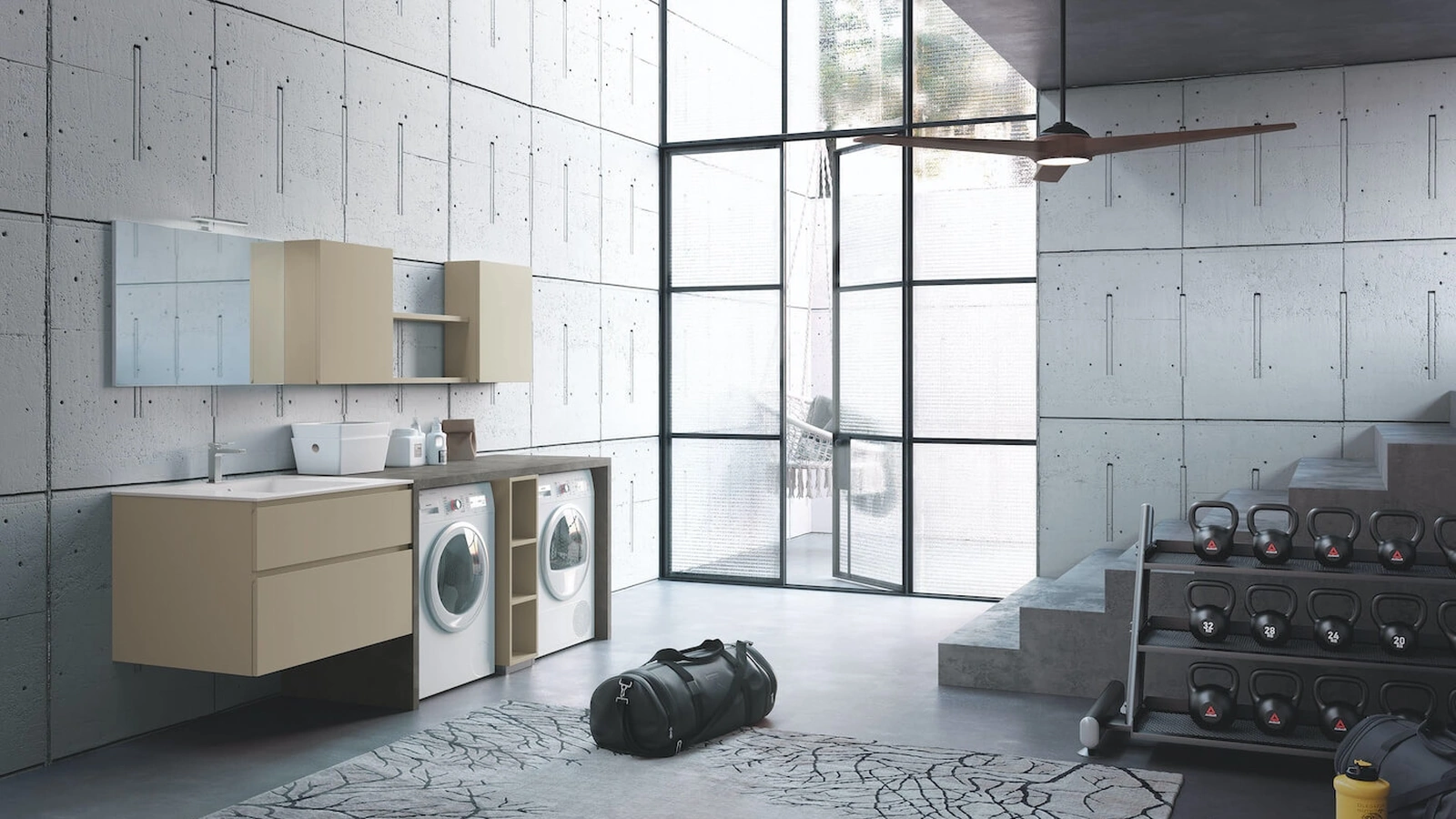 Mobile da Bagno per lavanderia laccato opaco Laundry 01 di Puntotre