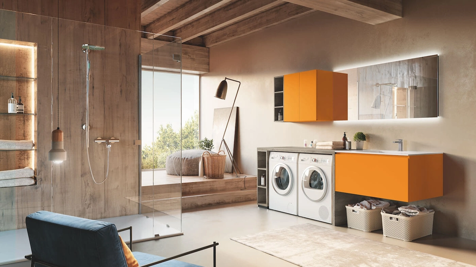 Mobile da Bagno per lavanderia in laccato opaco e laminato Laundry 04 di Puntotre