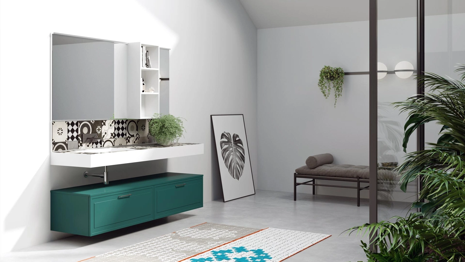 Mobile da Bagno sospeso laccato opaco Roma 05 di Puntotre