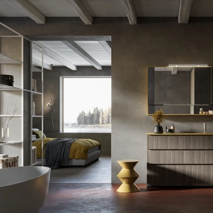 Mobile da Bagno a terra Sistema Gola 34 finitura Noce Grey di Puntotre