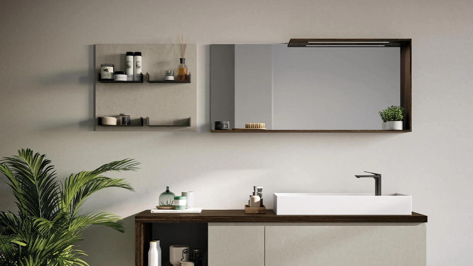 Mobile da Bagno sospeso in laminato Sistema Gola 11 di Puntotre