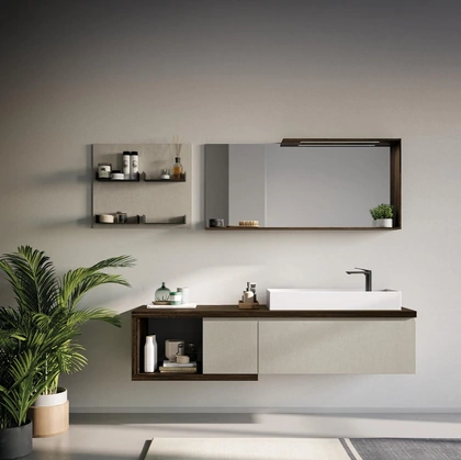 Mobile da Bagno sospeso in laminato Sistema Gola 11 di Puntotre
