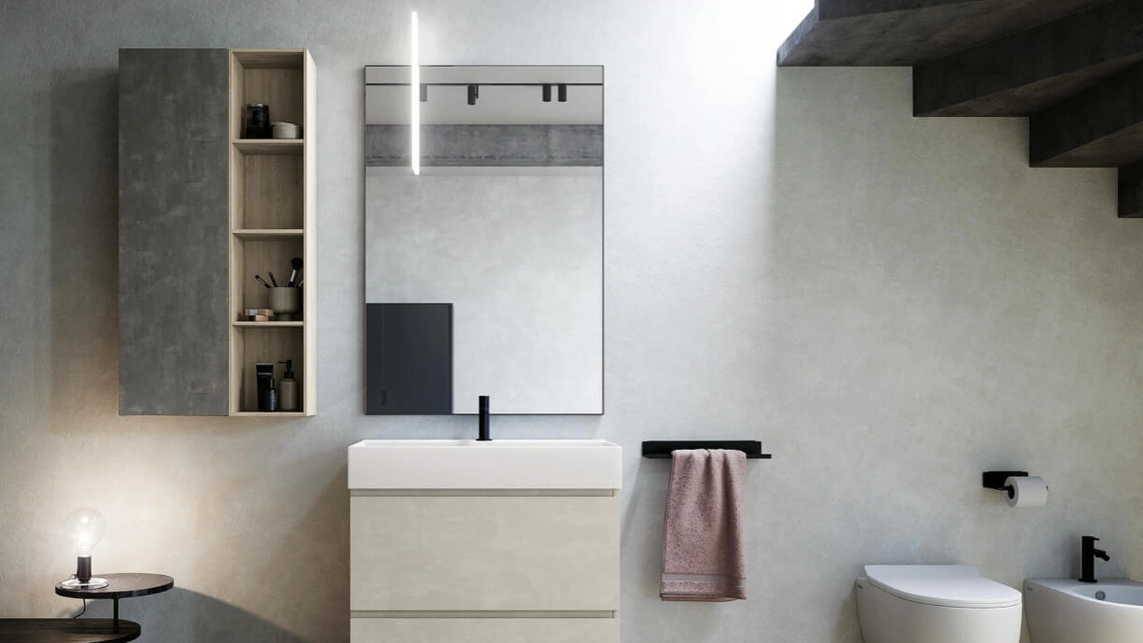 Mobile da Bagno a terra in laminato Sistema Gola 13 di Puntotre