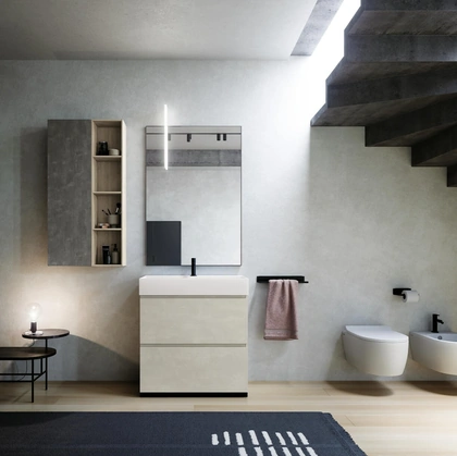 Mobile da Bagno a terra in laminato Sistema Gola 13 di Puntotre