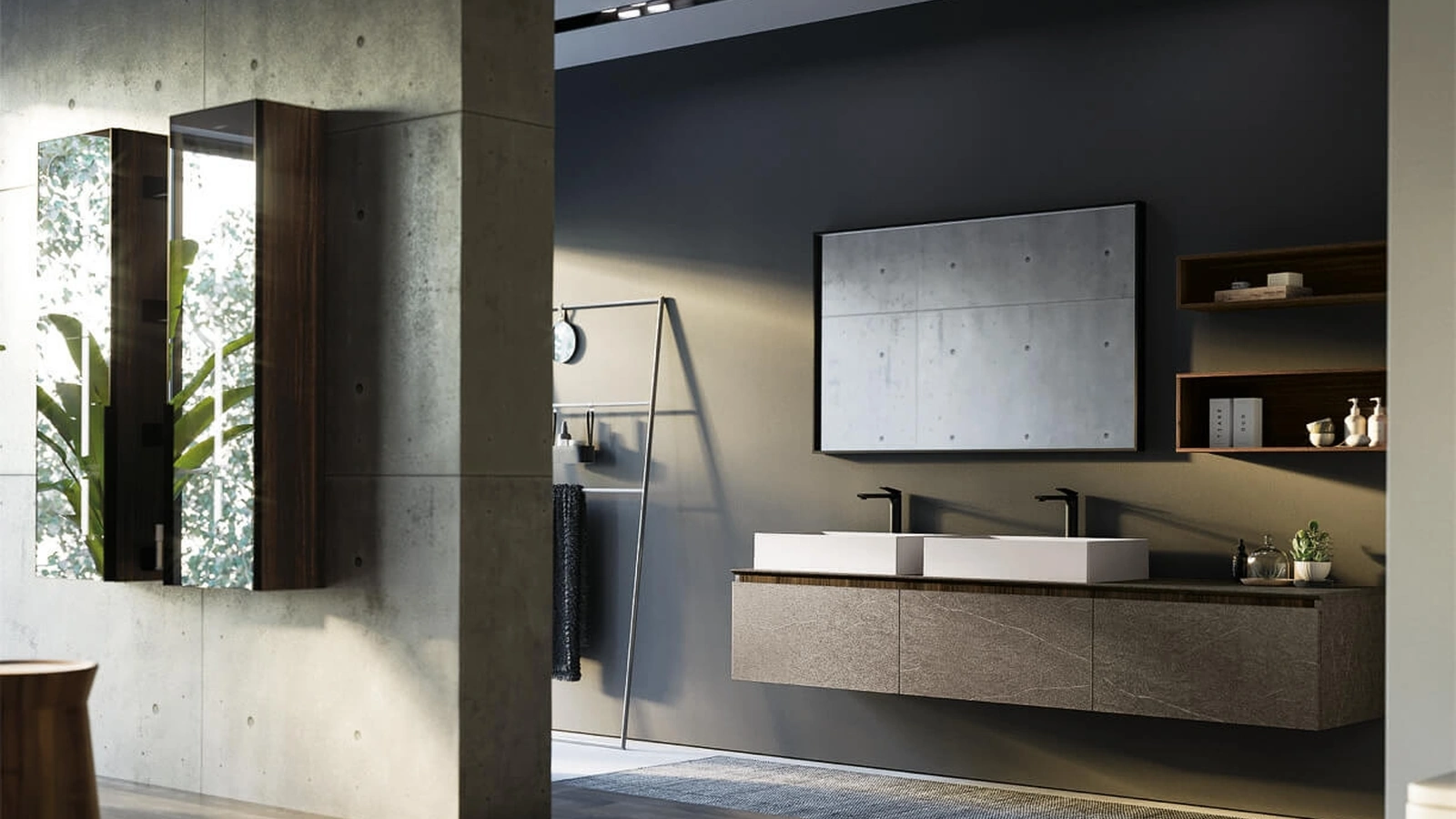 Mobile da Bagno sospeso in laminato Sistema Gola 02 di Puntotre