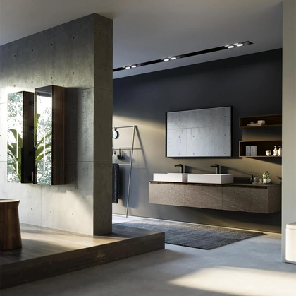 Mobile da Bagno sospeso in laminato Sistema Gola 02 di Puntotre