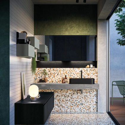 Mobile da Bagno sospeso in laminato Sistema Gola 05 di Puntotre