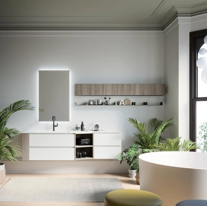 Mobile da Bagno sospeso in laminato Sistema Gola 09 di Puntotre