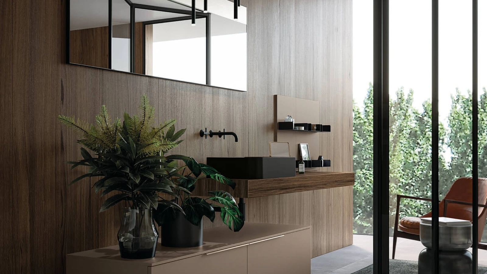 Mobile da Bagno sospeso laccato opaco Sistema Maniglia 16 di Puntotre