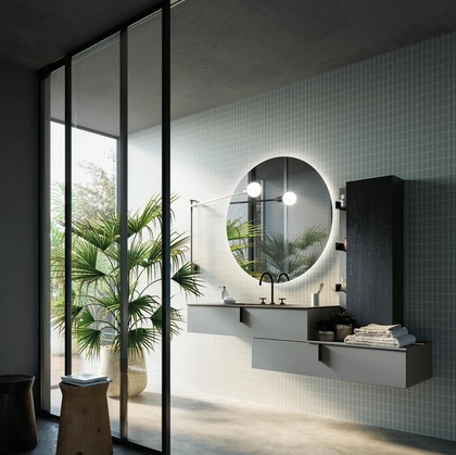 Mobile da Bagno sospeso laccato opaco Sistema Maniglia 18 di Puntotre