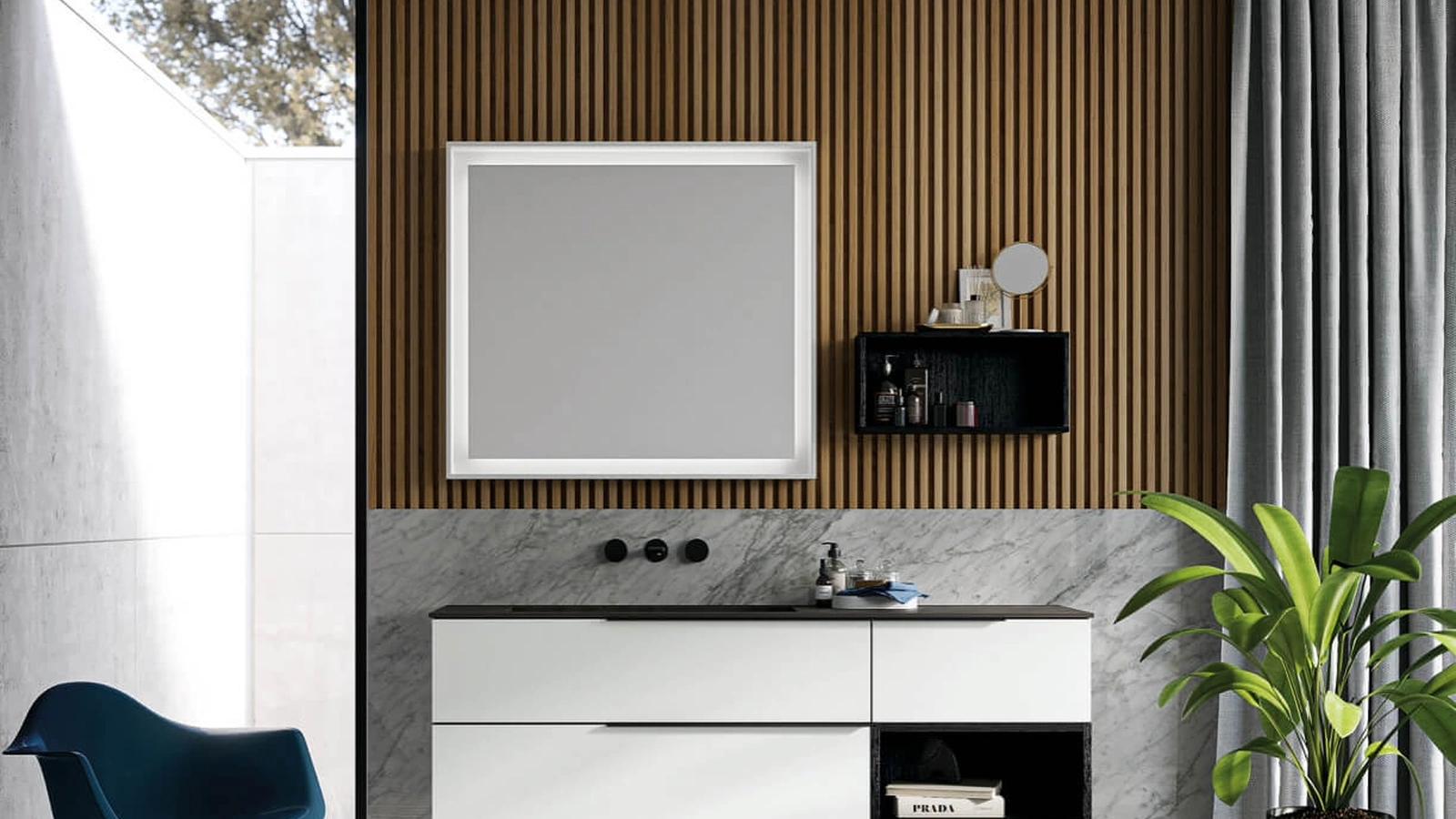 Mobile da Bagno sospeso in laminato Sistema Maniglia 25 di Puntotre