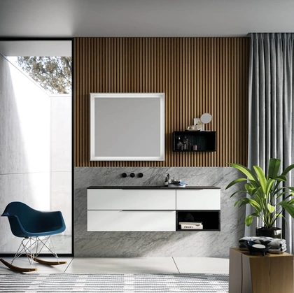 Mobile da Bagno sospeso in laminato Sistema Maniglia 25 di Puntotre