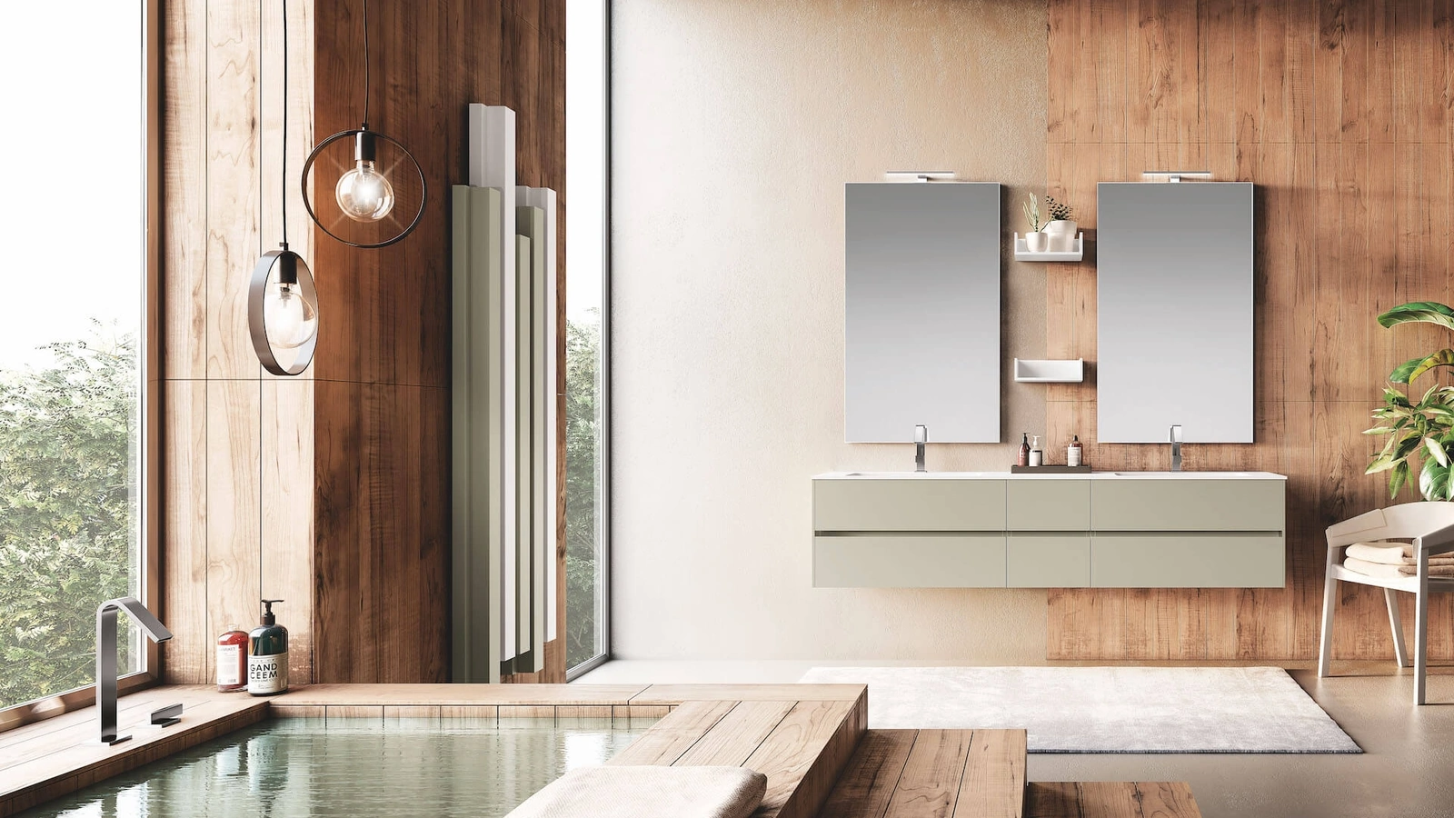 Mobile da Bagno sospeso laccato opaco Up & Down 05 di Puntotre