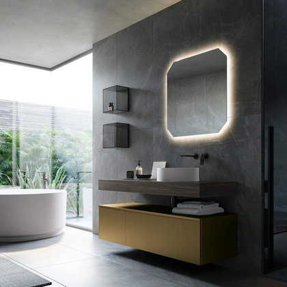 Mobile da Bagno sospeso in polimerico Bronzo metallizzato Vertigo 07 di Puntotre