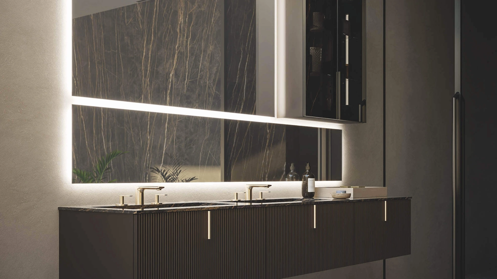 Mobile da Bagno sospeso laccato opaco con top in gres Vertigo 01 di Puntotre