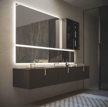 Mobile da Bagno sospeso laccato opaco con top in gres Vertigo 01 di Puntotre