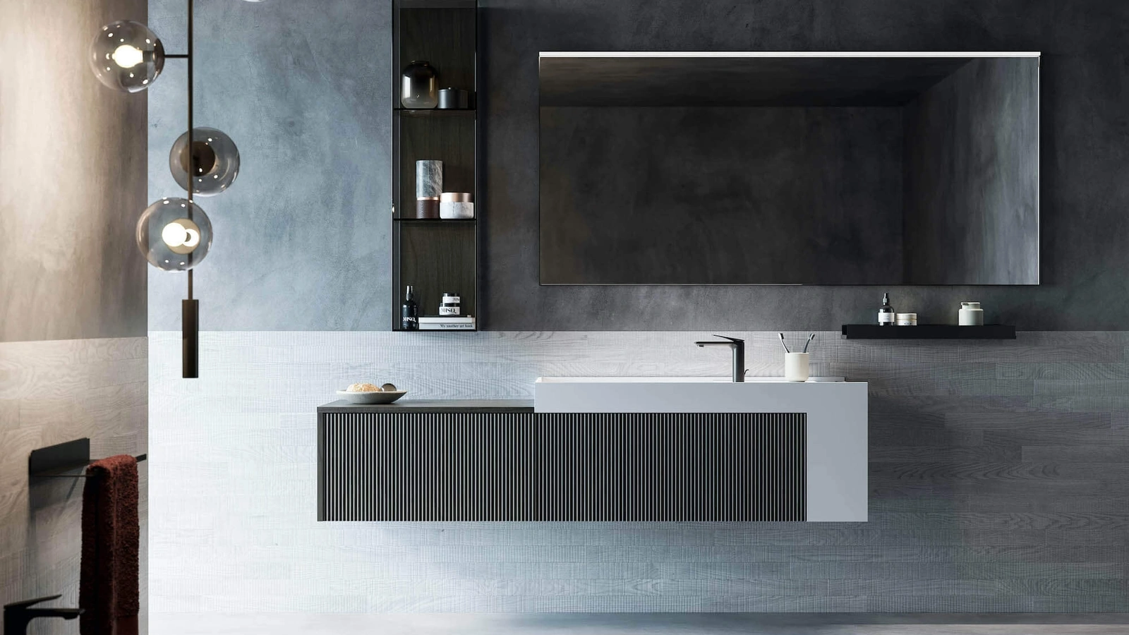 Mobile da Bagno sospeso in polimerico finitura effetto legno Vertigo 04 di Puntotre