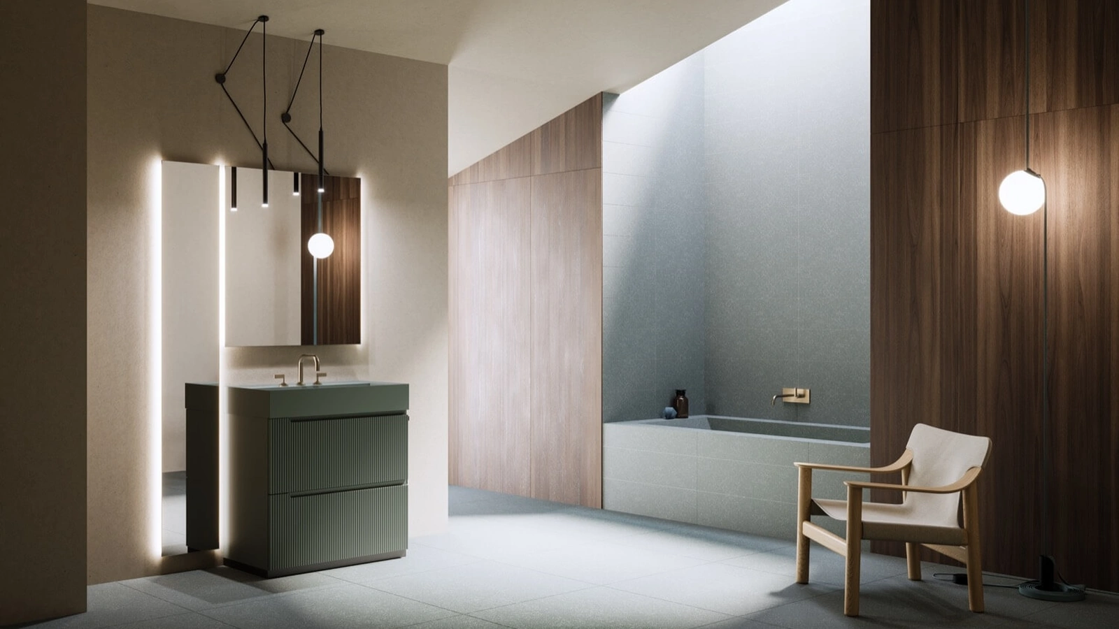 Mobile da Bagno a terra laccato Verde Salvia Vertigo Evolution 06 di Puntotre