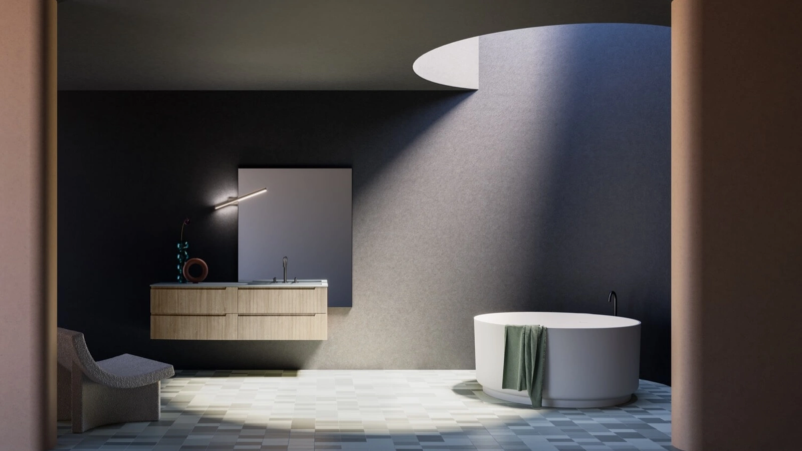 Mobile da Bagno sospeso in polimerico finitura effetto legno Vertigo Evolution 08 di Puntotre