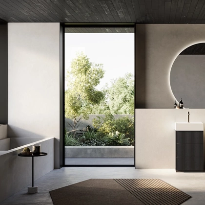 Mobile da Bagno a terra Vertigo 15 in polimerico Frassino Nero di Puntotre