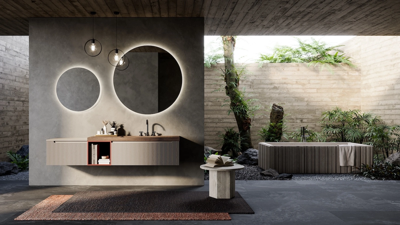 Mobile da Bagno sospeso Vertigo Evolution 17 in polimerico Frassino Argilla di Puntotre