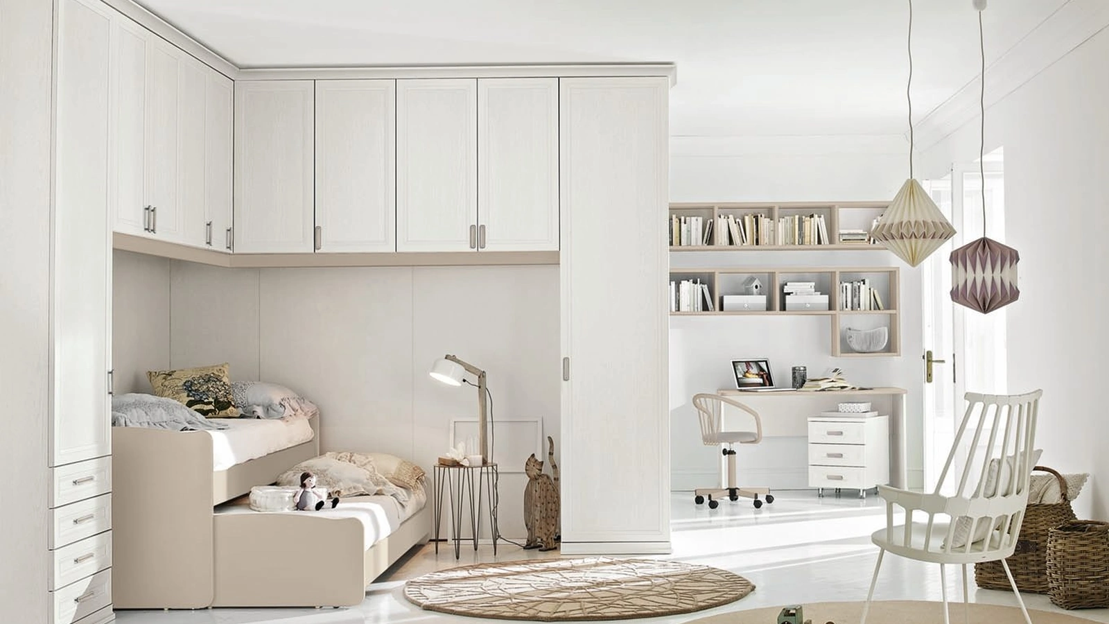 Cameretta a ponte con secondo letto scorrevole Arcadia AC031 di Colombini Casa