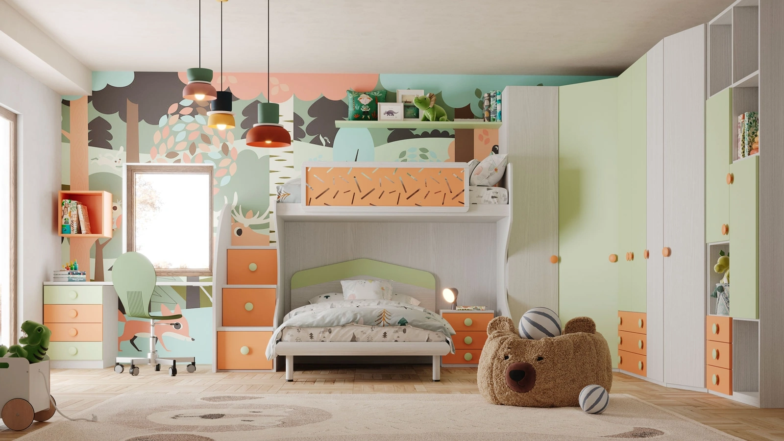 Cameretta con letti a castello Fly CM 350 di Giessegi