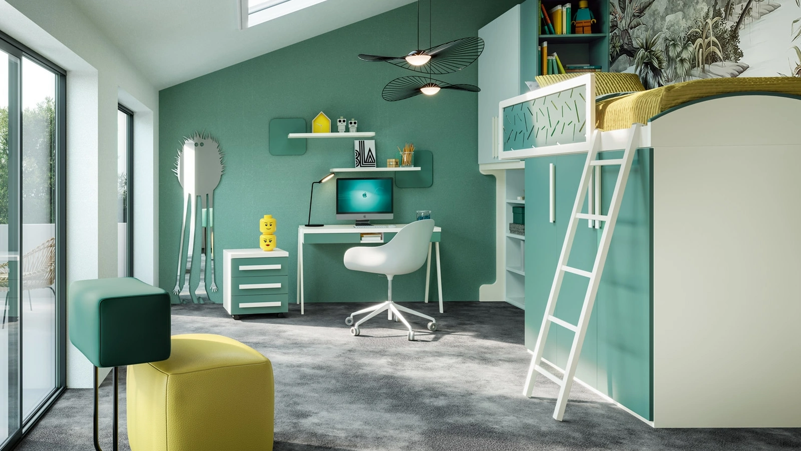 Cameretta a soppalco Top CM 318 di Giessegi