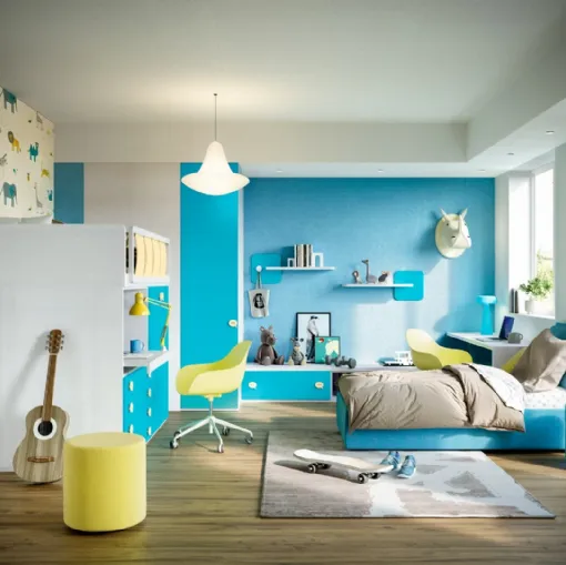 Cameretta componibile con letto a soppalco Job CM 333 di Giessegi