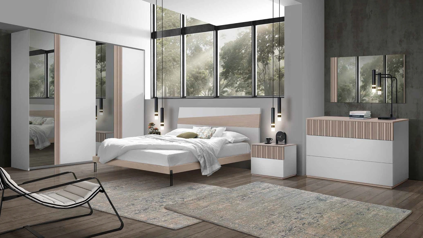 Gruppo Notte in legno laccato con inserti in frassino Icon 2|4 IC205 IC206 di Imba Srl